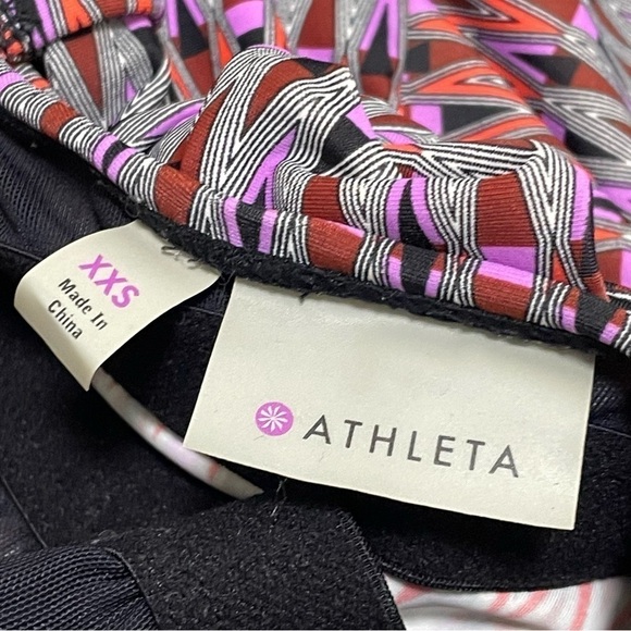 Athleta Kiki Keyhole Halter Built in Bra Geometric Dress Womens Sz XXS - Picture 7 of 9